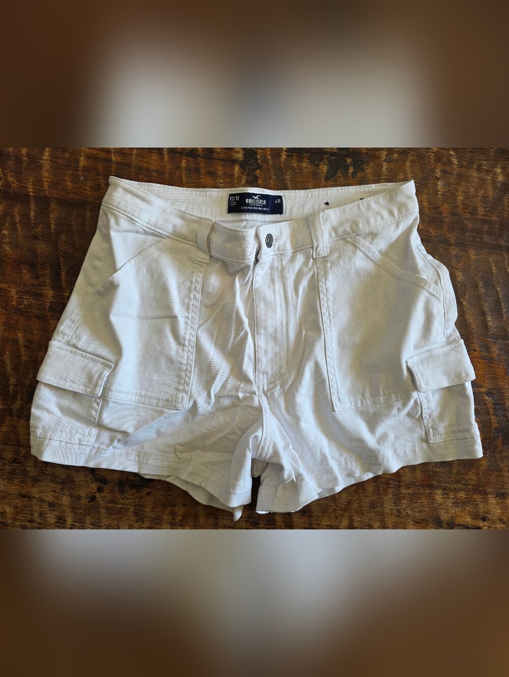 Hollister Women's White Cargo Utility Shorts